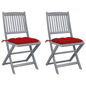 vidaXL, vidaXL Klappbare Gartenstühle 2 Stk. mit Kissen Massivholz Akazie, vidaXL Klappbare Gartenstühle 2 Stk. mit Kissen Massivholz Akazie