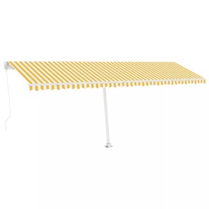 vidaXL, vidaXL Gelenkarmmarkise Einziehbar mit LED 600x350 cm Gelb und Weiß, vidaXL Markise Manuell Einziehbar mit LED 600x350 cm Gelb Weiß