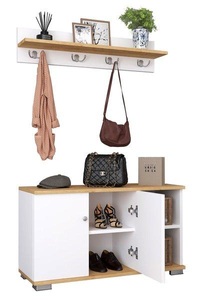 VCM, 2-tlg. Holz Sitzbank Schuhschrank Schuhregal Garderobe Dielenmöbel Gados L 2-tlg. Holz Sitzbank Schuhschrank Schuhregal Garderobe Dielenmöbel Gados L, VCM - 2-tlg. Holz Sitzbank Schuhschrank Schuhregal Garderobe Dielenmöbel Gados L, 90cm, Bronze