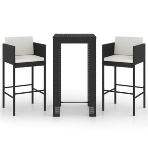 vidaXL, vidaXL 3-tlg. Gartenbar-Set mit Kissen Poly Rattan Schwarz, 