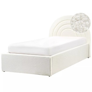 Beliani, Beliani - Bett mit Stauraum aus Bouclé Retro ANET, 90x200 cm, Schneeweiss