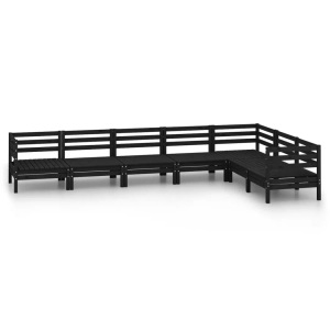 vidaXL, vidaXL 7-tlg. Garten-Lounge-Set Massivholz Kiefer Schwarz