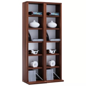 VCM, Holz CD DVD Stand Regal Schrank Aufbewahrung Standregal Ständer Milano Holz CD DVD Stand Regal Schrank Aufbewahrung Standregal Ständer Milano, VCM - Holz CD DVD Stand Regal | mit Platz für 204 CDs oder 72 DVDs 40-Videos Maße: H. 92 x B. 42 T. 20 cm Elegantes CD/DVD Blu, 42cm, Kern-Nussbaum