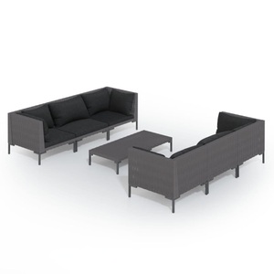vidaXL, vidaXL 7-tlg. Garten-Lounge-Set mit Kissen Poly Rattan Dunkelgrau