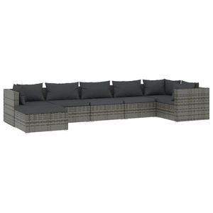 vidaXL, vidaXL 7-tlg. Garten-Lounge-Set mit Kissen Poly Rattan Grau