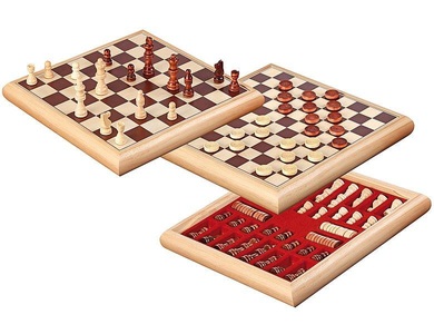 undefined, Schach-Dame-Set Holzbox 32x32cm, Philos Schach-Dame-Set Holzbox 32 x 32 cm