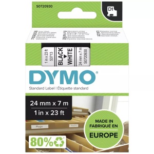 Dymo, DYMO D1-Schriftband Breite 24 mm schwarz auf weiß, VE 1 Stk, Dymo Schriftband Dymo D1 24 mm, schwarz auf weiß passend für: Labelmanager 300;Labelmanager 400;Labelmanager 450;Labelmanager 450D;Labelmanager 500TS;Labelmanager PC;Labelmanager PC-2;Mobile Labeler