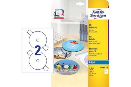 Avery Zweckform, Avery Zweckform Avery Zweckform CD-Etiketten, Avery Zweckform CD-Etiketten C9660-25 Ø 117 mm