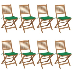 vidaXL, vidaXL Klappbare Gartenstühle 8 Stk. mit Kissen Massivholz Akazie, 
