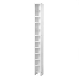 mooved, home24 CD-DVD-Regal, Calicosy - Regalplatzsparendes Regal 11 Ebenen Hallo H185 cm, One Size, Weiss