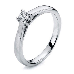 Goldberg diamants, Goldberg diamants - Ring - Silber, Solitär-ring 585/14k Weissgold Diamant 0.19ct. Damen Silber ONE SIZE