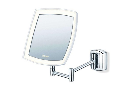 BEURER, Beurer Beleuchteter Kosmetikspiegel Bs89 silber, BEURER Kosmetikspiegel »BS 89«, mit extra hellem LED-Licht