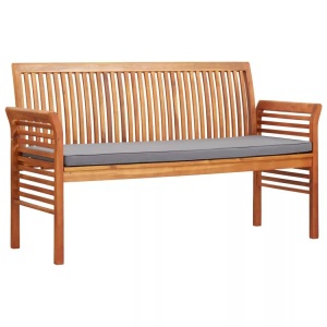 Diverse Hardware, 3-Sitzer Gartenbank mit Kissen 150 cm Massivholz Akazie