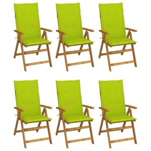 vidaXL, vidaXL Klappbare Gartenstühle 6 Stk. mit Auflagen Massivholz Akazie, VidaXL - Gartenstuhl holz, One Size, Grün