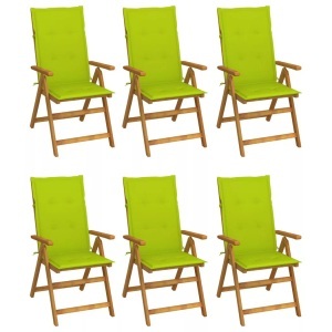 vidaXL, vidaXL Klappbare Gartenstühle 6 Stk. mit Auflagen Massivholz Akazie, VidaXL - Gartenstuhl holz, One Size, Grün