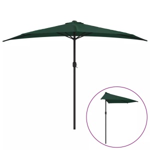 vidaXL, vidaXL Balkon-Sonnenschirm mit Alu-Mast Grün 300×150 cm Halbrund, vidaXL Balkon-Sonnenschirm mit Alu-Mast Grün 300x155 cm Halbrund