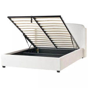 Beliani, Beliani - Bett mit Stauraum aus Stoff Modern BERNAY, 160X200CM, Schneeweiss