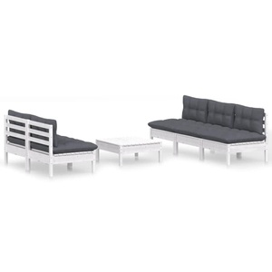 vidaXL, vidaXL 6-tlg. Garten-Lounge-Set mit Anthrazit Kissen Kiefernholz, vidaXL 6-tlg. Garten-Lounge-Set mit Anthrazit Kissen Kiefernholz