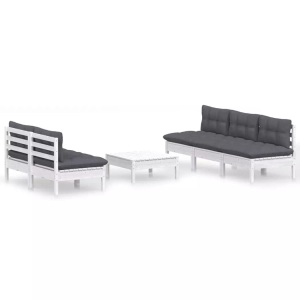 vidaXL, vidaXL 6-tlg. Garten-Lounge-Set mit Anthrazit Kissen Kiefernholz, vidaXL 6-tlg. Garten-Lounge-Set mit Anthrazit Kissen Kiefernholz