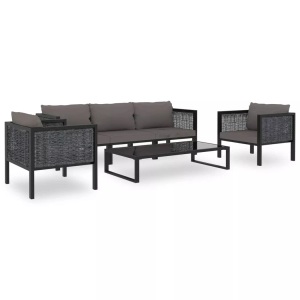 vidaXL, vidaXL 6-tlg. Garten-Lounge-Set mit Auflagen Poly Rattan Anthrazit