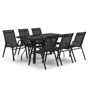 vidaXL, vidaXL 7-tlg. Garten-Essgruppe Schwarz, 