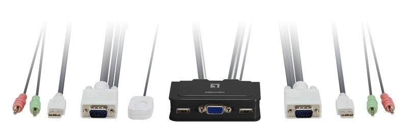 LevelOne, 2-Port-Kabel-KVM-Switch, VGA, USB, Audio, 
