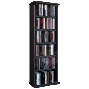 VCM, Holz CD DVD Stand Regal Schrank Aufbewahrung Standregal Ständer Vetro Glastür Holz CD DVD Stand Regal Schrank Aufbewahrung Standregal Ständer Vetro Glastür, VCM - CD Regal Holz | platzsparender Schrank mit ESG-Sicherheitsglastüren für 150 CDs oder 65 DVDs 36-Videos Maße: H. 92 x B. 31 T. 18 cm |, One Size, Schwarz