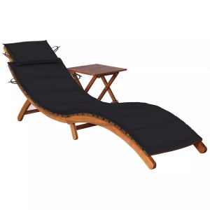 vidaXL, vidaXL Sonnenliege mit Tisch und Auflage Massivholz Akazie