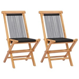 vidaXL, vidaXL Klappbare Gartenstühle 2 Stk. Massivholz Teak und Seil, vidaXL Klappbare Gartenstühle 2 Stk. Massivholz Teak und Seil