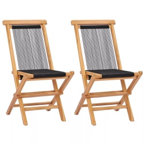 vidaXL, vidaXL Klappbare Gartenstühle 2 Stk. Massivholz Teak und Seil, vidaXL Klappbare Gartenstühle 2 Stk. Massivholz Teak und Seil