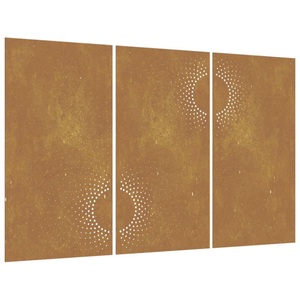 vidaXL, vidaXL 3-tlg. Garten-Wanddeko 105x55 cm Cortenstahl Sonnen-Design, 