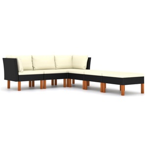 vidaXL, vidaXL 6-tlg. Garten-Lounge-Set mit Kissen Poly Rattan Schwarz