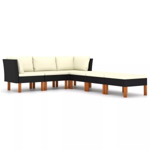 vidaXL, vidaXL 6-tlg. Garten-Lounge-Set mit Kissen Poly Rattan Schwarz