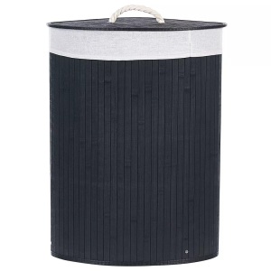 Beliani, Beliani Korb mit Deckel Bambusholz schwarz eckig MATARA, Beliani - Aufbewahrungskorb aus Bambusholz Klassisch MATARA, One Size, Schwarz