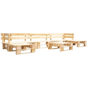 Diverse Hardware, 6-tlg. Garten-Paletten-Sofagarnitur Holz Natur, vidaXL 6-tlg. Paletten-Lounge-Set Holz Natur