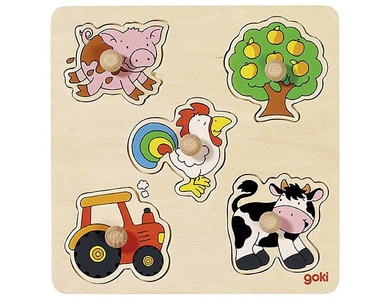 goki, goki Steckpuzzle GOKI BASIC AUF DEM LAND 5-teilig in bunt, Steckpuzzle GOKI BASIC AUF DEM LAND 5-teilig in bunt