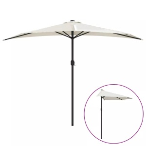 vidaXL, vidaXL Balkon-Sonnenschirm mit Alu-Mast Sandfarben 300×150 cm Halbrund, vidaXL Balkon-Sonnenschirm mit Alu-Mast Sandfarben 300x155 cm Halbrund