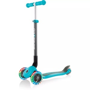 GLOBBER, Globber Primo Foldable Lights Scooter, Globber - Mini Primo Foldable s Anodized TBar Teal, One Size, Multicolor