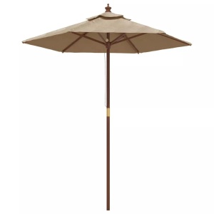 vidaXL, vidaXL Sonnenschirm mit Holzmast Taupe 196x231 cm, vidaXL Sonnenschirm mit Holzmast Taupe 196x231 cm