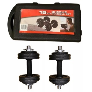 Gym Universe, 15kg Hantelset mit Koffer aus Chrome, Gym Universe - 15kg Hantelset mit Koffer aus Chrome, 1 kg, Charcoal Black