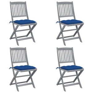 vidaXL, vidaXL Klappbare Gartenstühle 4 Stk. mit Kissen Massivholz Akazie, vidaXL Klappbare Gartenstühle 4 Stk. mit Kissen Massivholz Akazie