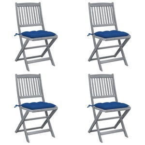 vidaXL, vidaXL Klappbare Gartenstühle 4 Stk. mit Kissen Massivholz Akazie