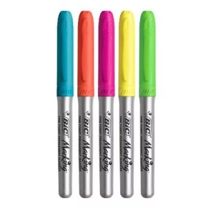 Bic, BIC Permanent-Marker Marking Intense 5, Bic Pemanent Marker Intense, 0.8mm, 968410, (5 Farben)