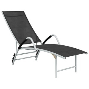 vidaXL, vidaXL Sonnenliege Textilene und Aluminium Schwarz, vidaXL Sonnenliege Textilene und Aluminium Schwarz