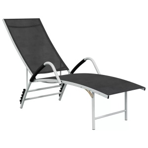 vidaXL, vidaXL Sonnenliege Textilene und Aluminium Schwarz, vidaXL Sonnenliege Textilene und Aluminium Schwarz