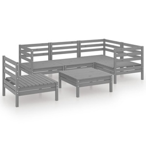 vidaXL, vidaXL 6-tlg. Garten-Lounge-Set Massivholz Kiefer Grau