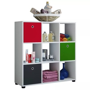 VCM, Holz Stand Regal Bücherregal Deko Bücher Standregal Raumteiler Benas-3x3 Holz Stand Regal Bücherregal Deko Bücher Standregal Raumteiler Benas-3x3, VCM - Holzregal stehend | platzsparendes Regal Maße: H. 93 x B. 90 T. 30 cm Elegantes Aufbewahrungsregal Bücherregal Benas-3x3, One Size, Weiss