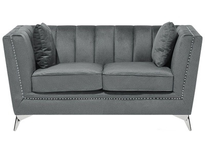 Beliani, Beliani 2-Sitzer Sofa Samtstoff grau GAULA, Beliani - 2 Sitzer Sofa aus Samtstoff GAULA, One Size, Taubengrau