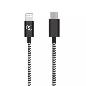 B2X, B2X - Skin USB-C-auf-Lightning-Kabel 2,4 A, 0,25 m ? Schwarz/Weiß, One Size