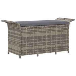 vidaXL, vidaXL Gartenbank mit Kissen Grau 116x46x57 cm Poly Rattan
